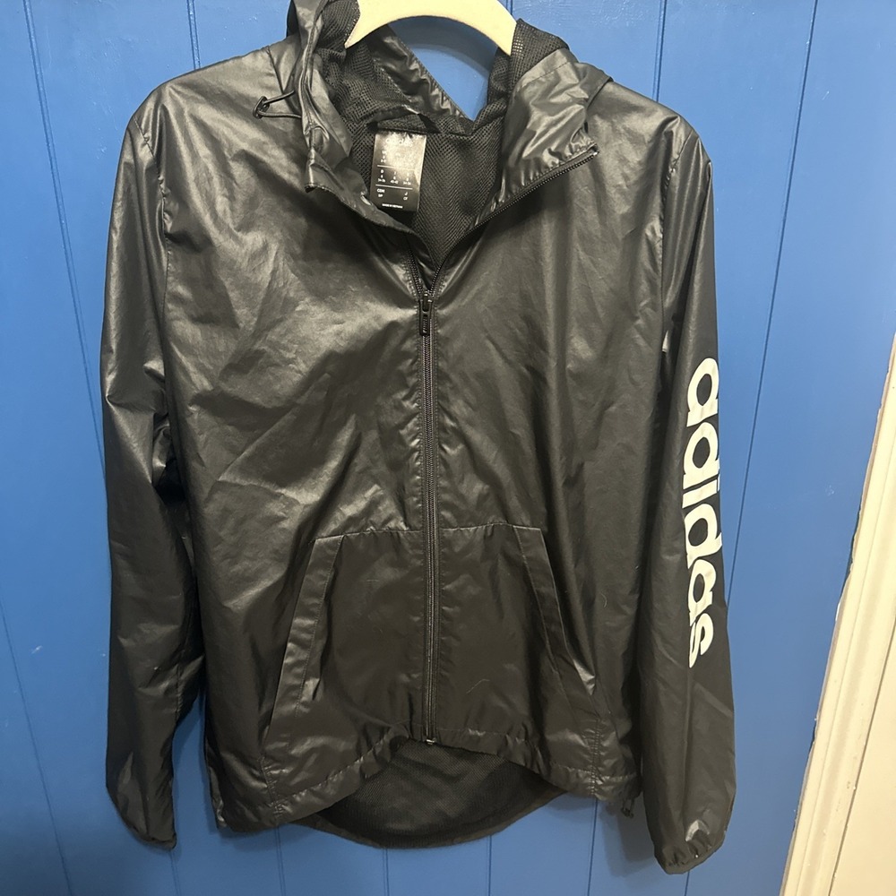 Adidas Women's Essentials Windbreaker Full Zip Jacket Small Black Running Clothe